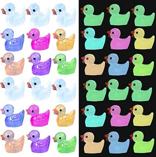 AWAWEELON 100 Pcs Luminous Tiny Ducks Mini Resin Ducks Miniature Duck Figures Micro Dollhouse Duck Accessories for DIY Micro Landscape Fairy Garden Dollhouse（Luminous）