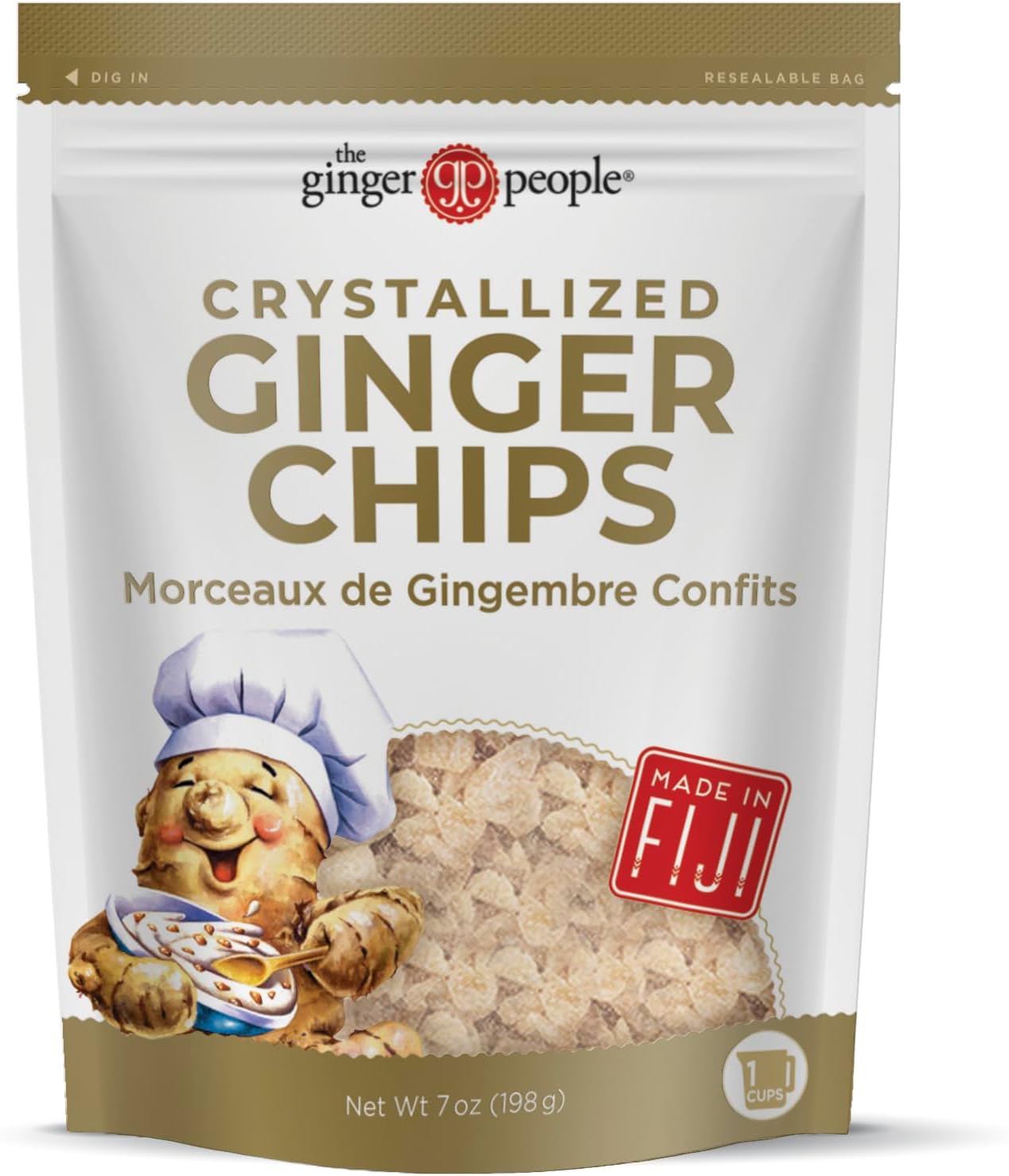 Crystallized Ginger Chips - 7oz Bag - Pack of 1