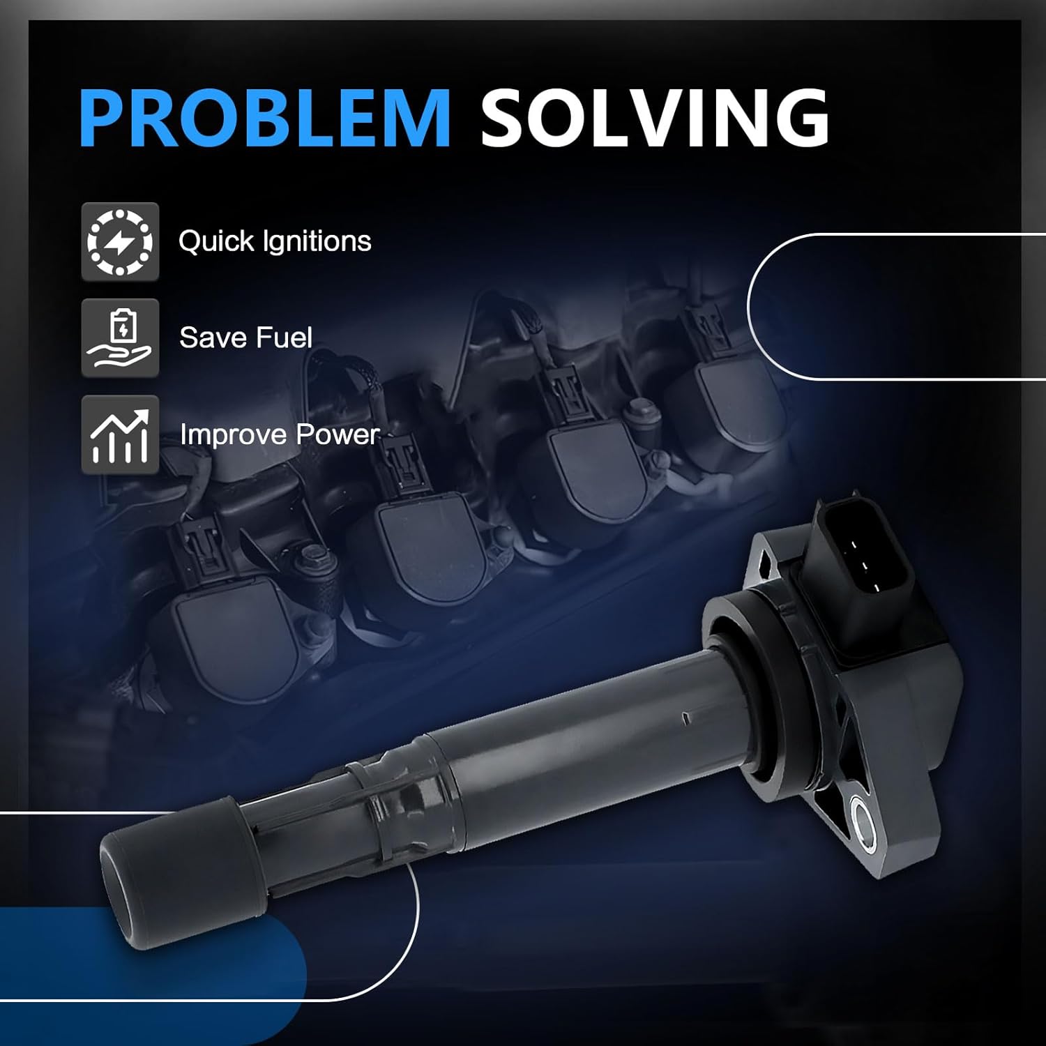 UF400 Ignition Coil Pack Compatible with 2001 2002 2003 2004 2005 Honda Civic, 2002 2003 2004 Acura EL L4 1.7L Replaces# UF-400 C1460 5C1451 Set of 4
