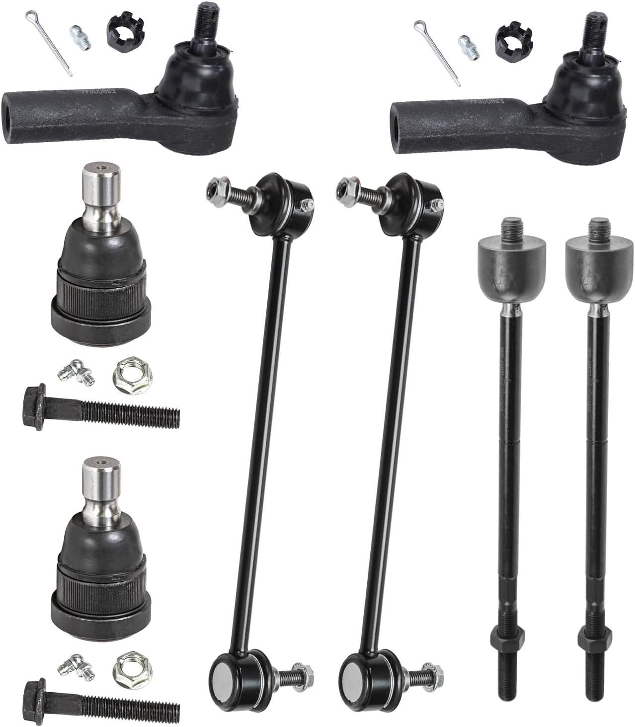 Detroit Axle - 8pc Front Suspension Kit for Ford 2009-2012 Escape, 2010-2011 Mazda Tribute Mercury Mariner, 4 Inner and Outer Tie Rod Ends 2 Lower Ball Joints 2 Sway Bar Links Replacement
