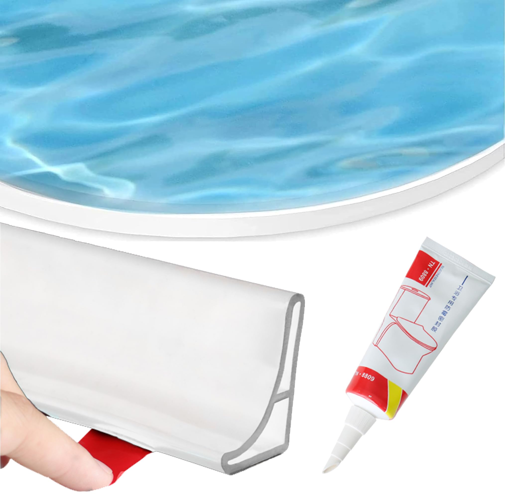 URBANMONK 1 Meter Self Adhesive Water Stopper for Bathroom | Water Stopper for Kitchen Slab with Glue Stick | Bathroom Water Stopper Flexible Silicone Water Blocking Strip (White, 1 Meter)