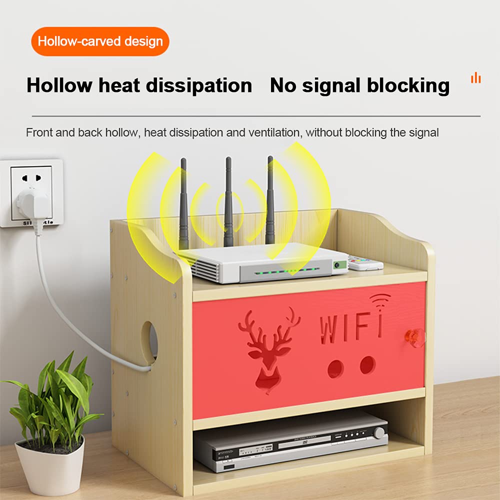 Hggzeg Boîte de Rangement de routeur Support de Stockage WiFi en Bois Multicouche de Bureau avec Support de Stockage de décodeur de télécommande de Grille(jl05,Érable Blanc)