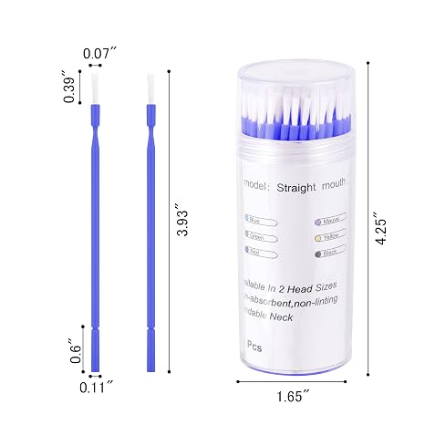 Annhua Microswabs for Eyelash Extensions, 400 Pcs Bendable Disposable Micro Applicators with No Velvet, Waterproof Micro Applicator Brush for Oral Care, Makeup and Artwork-Blue