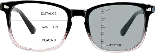 Lentes presbípicos multifocales progresivos cuadrados vintage, lentes de sol grises fotocromáticos para hombres y mujeres lectores (+0.50+2.75 de