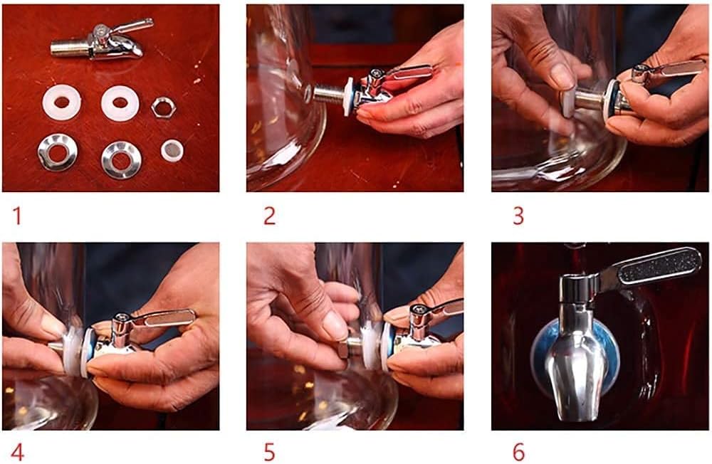 Beer Dispenser,Beer Barrel Glass Beverage Drink Dispenser with Leak-Free Spigot and Glass Lid,5L/7.5L/10L Wine Cabinet (Size:5L) (5L