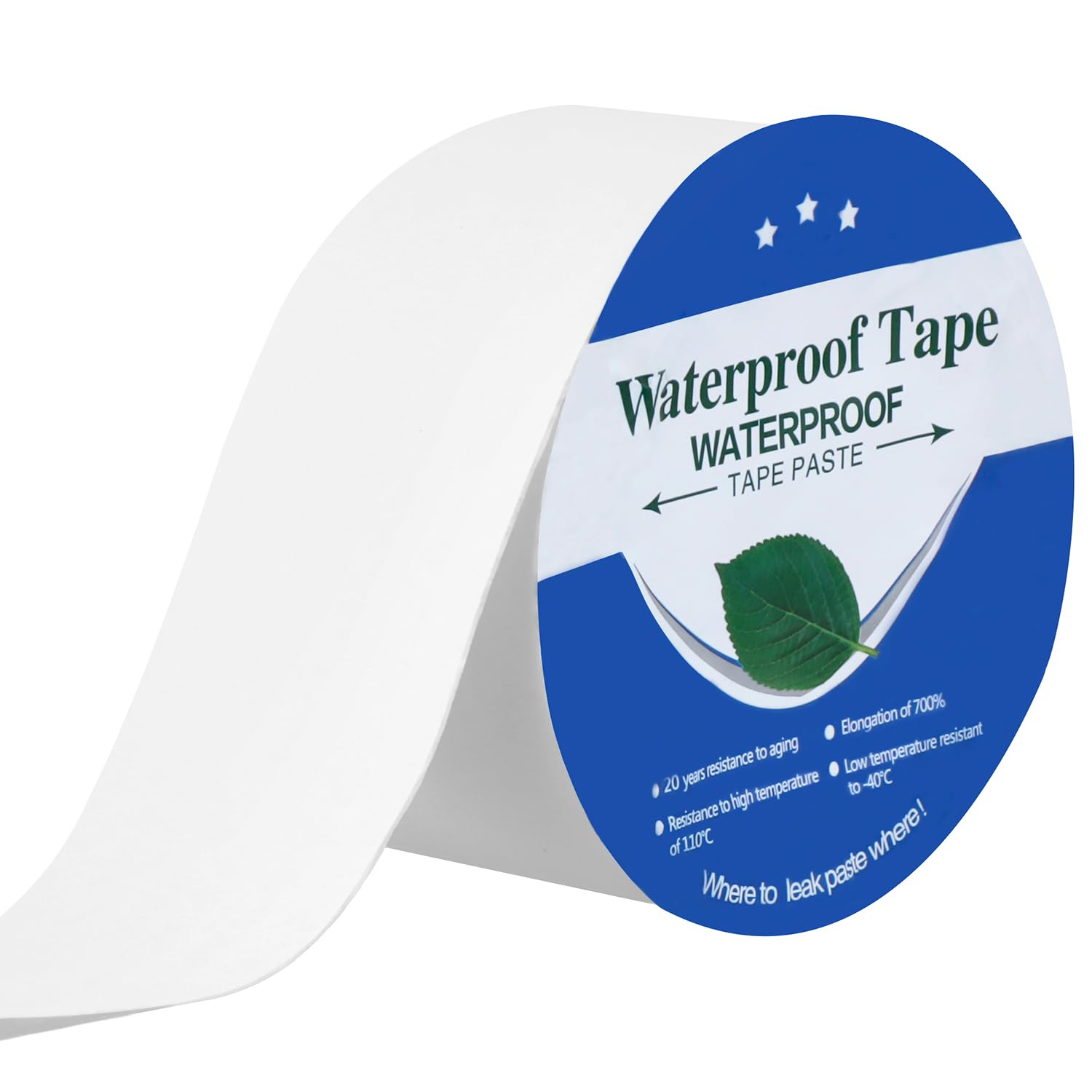 QWORK® Butyl Tape White, 5cm x 5m Waterproof Tape for Leaks, Tenacious Sealing Tape for Roofs, Pipes