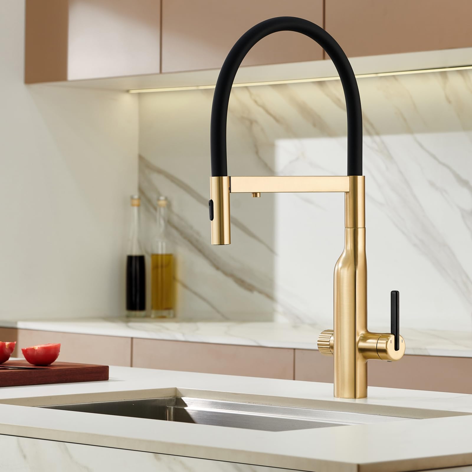 ZQFHSX Kitchen Tap Mixer 3 Way Flexible Brass 2 Outlets