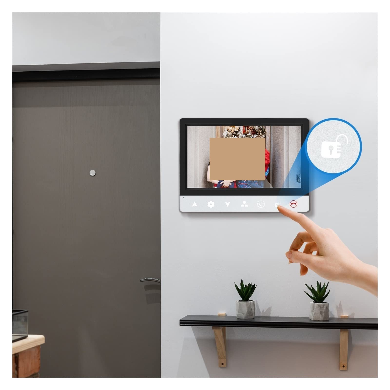 Videocitofono, di videocitofono cablato TFT da 7 Pollici con Supporto Telecamera 1000TVL Registrazione/Istantanea Campanello Supporto Solo 1 Monitor(Built-in power-64G)
