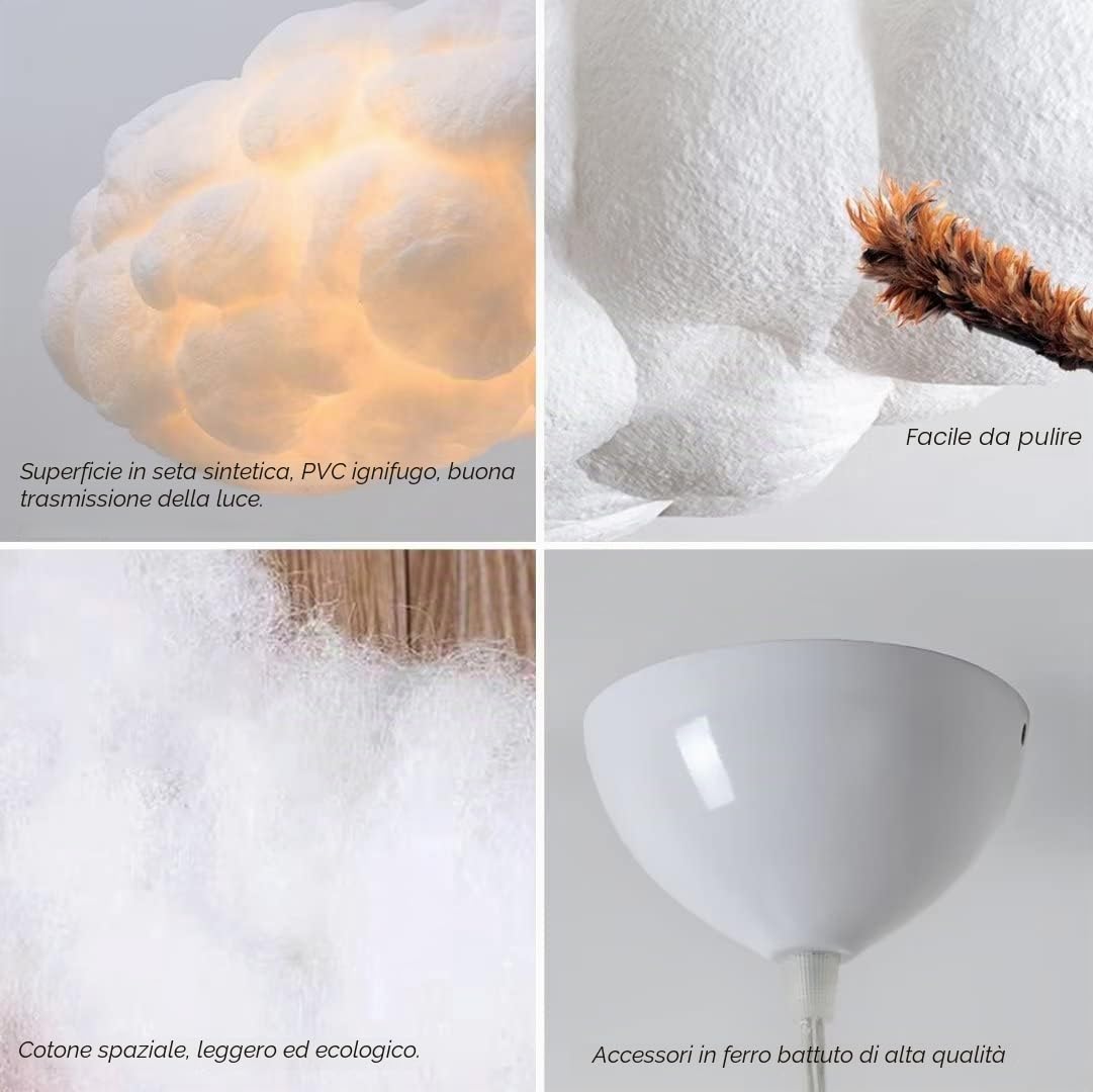 3D Creativo Nuvole di Cotone Lampada a Sospensione Nuvola Plafoniera Lampada da Soffitto Atmosfera Decorativa Nuvole Lampadario per Camera da Letto, Soggiorno, Negozio, 3 Illuminazioni