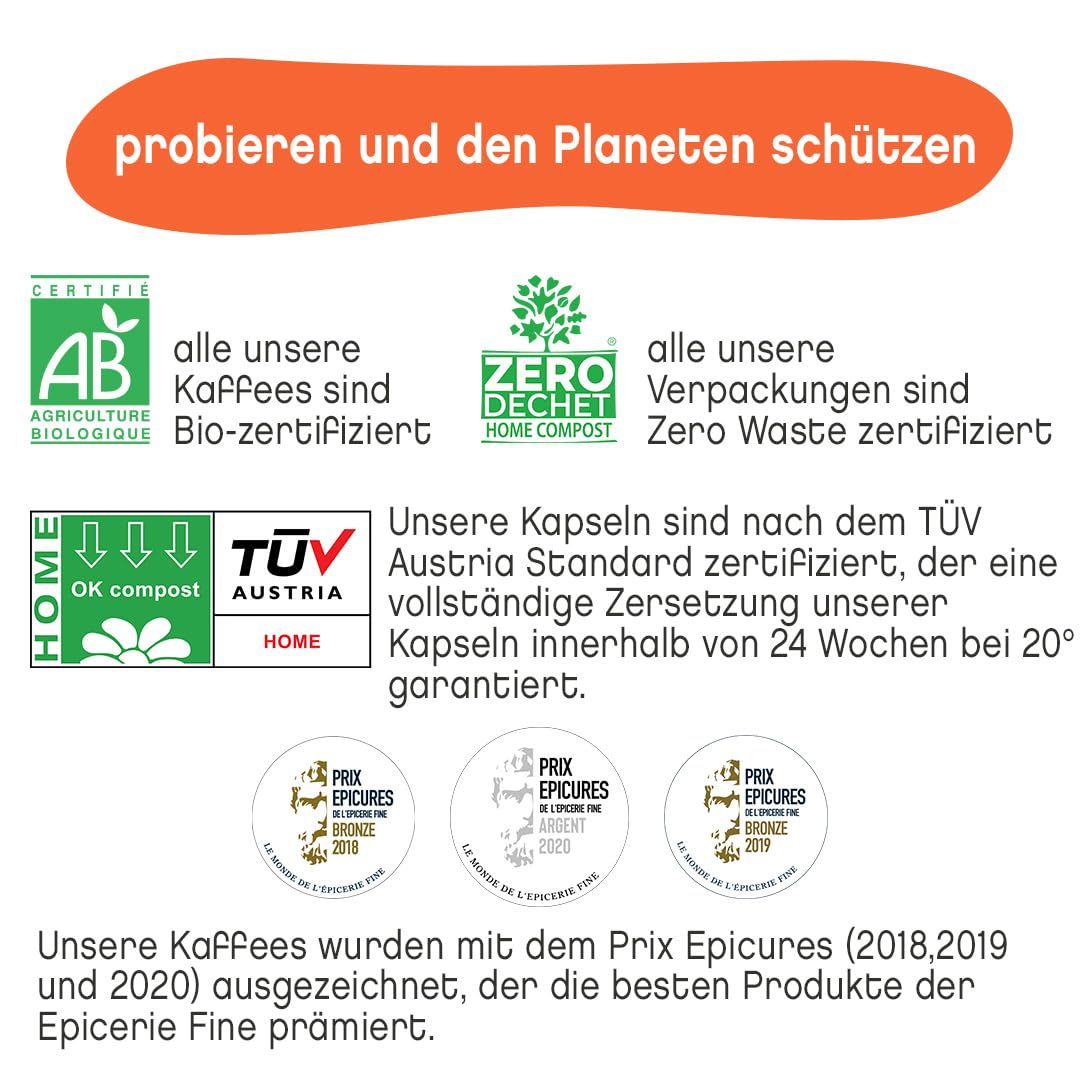 TERRAMOKA - Exzellenter Bio-Kaffee - 100% reiner Arabica aus Peru - Fruchtig, nuanciert und rassig - 300 Kapseln Kompatibel Zero Waste - Mr Albert- Frankreich