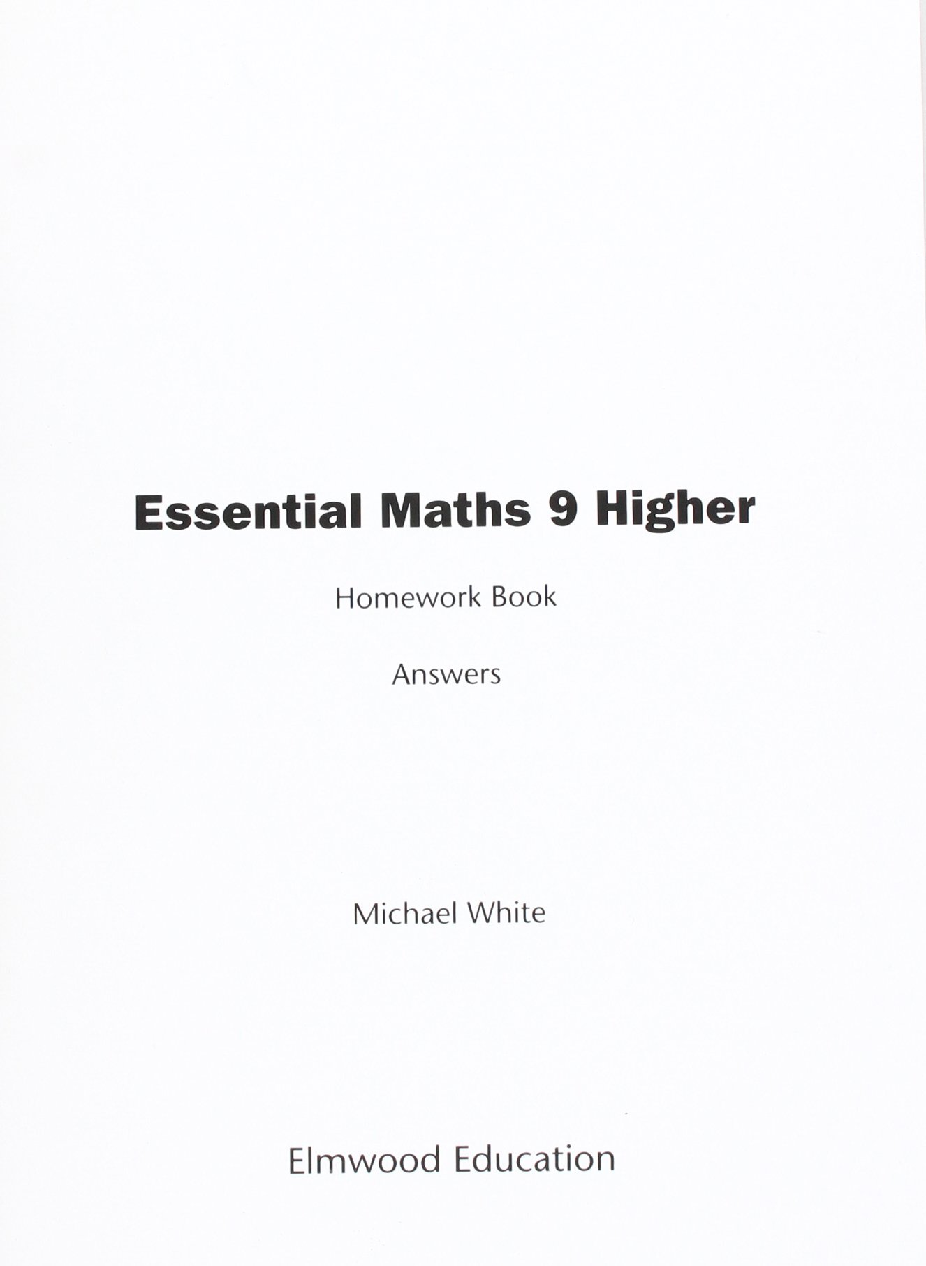 Essential Maths 9 Higher Homework Book Answers