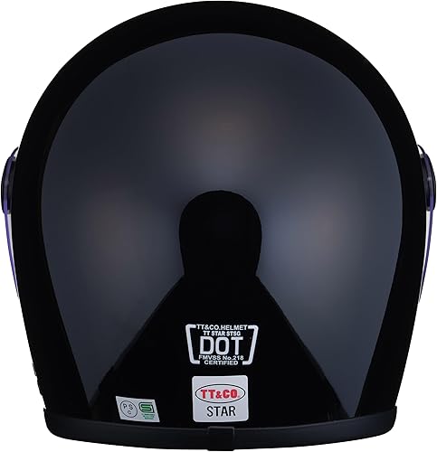 Miniatura 3 de TT&CO - Casco de motocicleta retro Star SGDOT estándar negro con escudo incluido, casco completo para motocicleta, aprobado por DOT