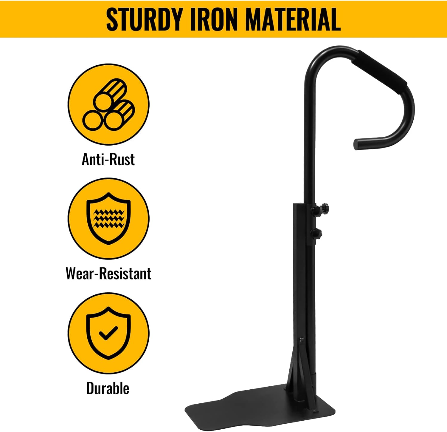 Hot Tub Handrail,57’’ Spa Side Handrail with Slide-Under Mounting Base, Heavy Iron 600 Lbs Load Spa Side Under Mount Rail with Sponge Rubber Grip for Indoor & Outdoor Bath