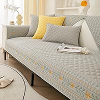 Vista 7 de vctops Funda acolchada de algodón para sofá, funda de sofá modular con bordado floral de granja, antideslizante, lavable, protector de muebles