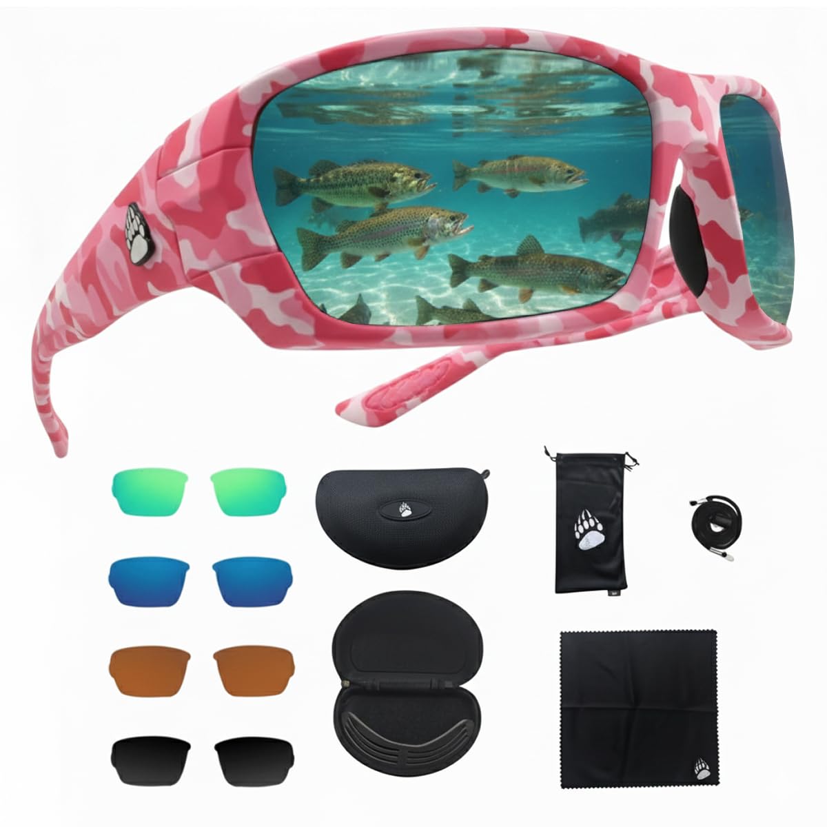 Fishing Glasses Pro Kit - Polarized Sunglasses With 4 Lenses for Clear Visibility in Offshore & Shallow Water -Eye Protection