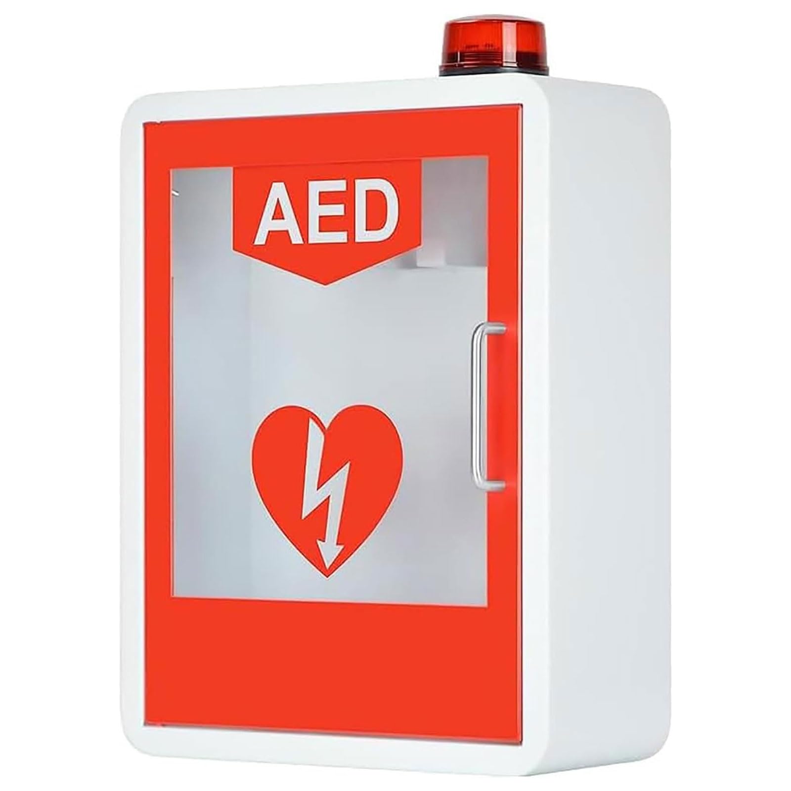 Caja de alarma de desfibrilación cardíaca montada en la pared, armario de almacenamiento de desfibrilador DEA con luz y sistema de alarma, control de doble interruptor, botiquín de primeros auxilios