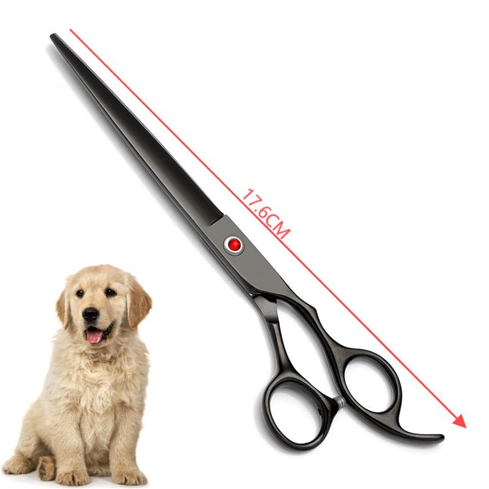 Set di forbici per cani da 7,0 pollici, 5 in 1, forbici per cani e gatti, in acciaio inox 440C, con forbici per sfoltire curve, forbici dritte, pettine per la cura del pelo, per gatti e altri animali