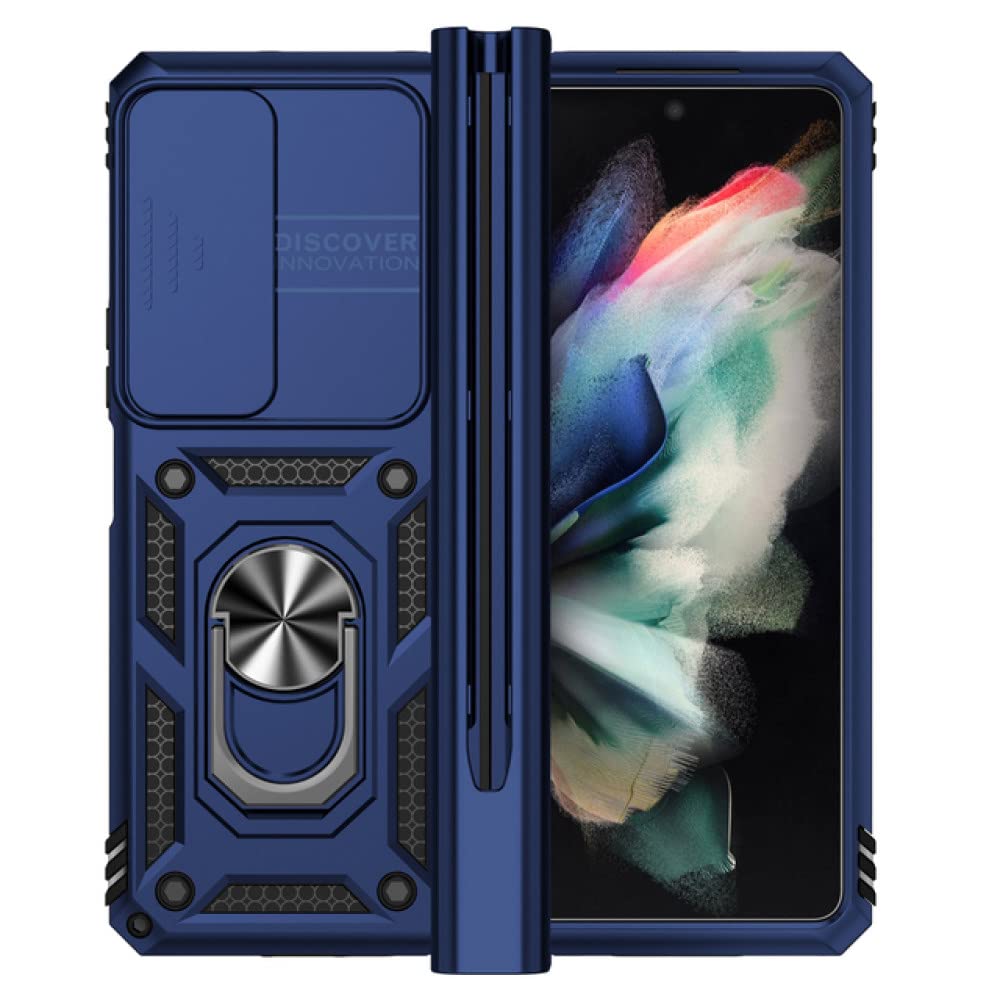 Coque Samsung Galaxy Z Fold 4 5G bleue antidérapante avec béquille intégrée - 6