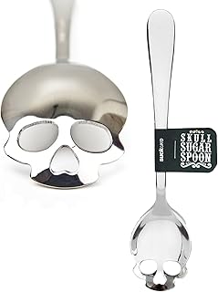 Suck UK Skull Teaspoons Gothic Kitchen Accessories Stainless Steel Coffee Spoon & Mini Dessert Spoons Kitchen Utensils For Spooky Home Decor Skull Spoon Coffee Accessories & Gothic Gifts