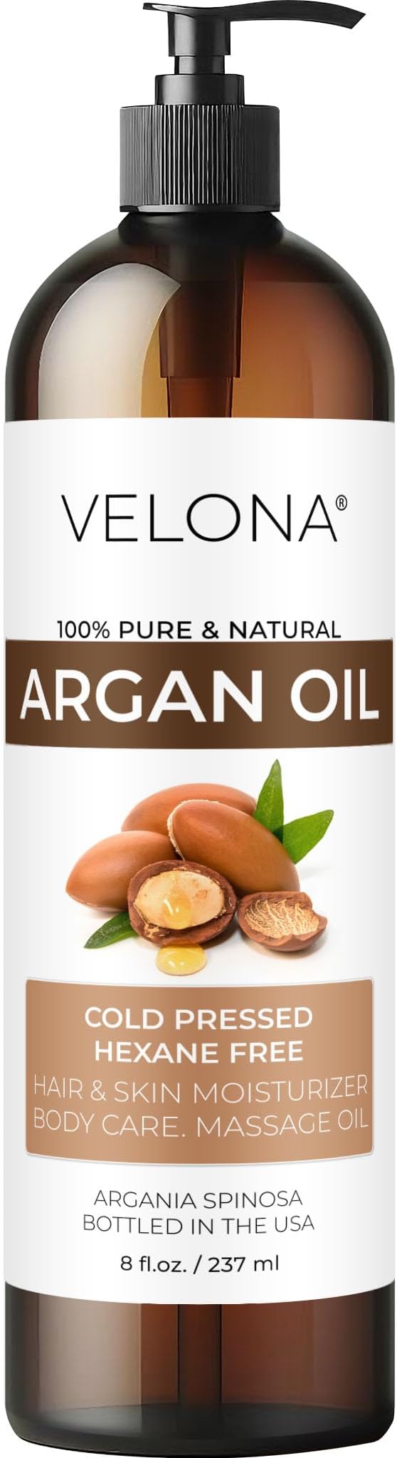 Argan Oil - 8 Fl Oz | 100% Pure and Natural | Morocco Oil | Skin, Body and Face Care | Nails Protector | Unrefined, Cold Pressed | Cap Kit