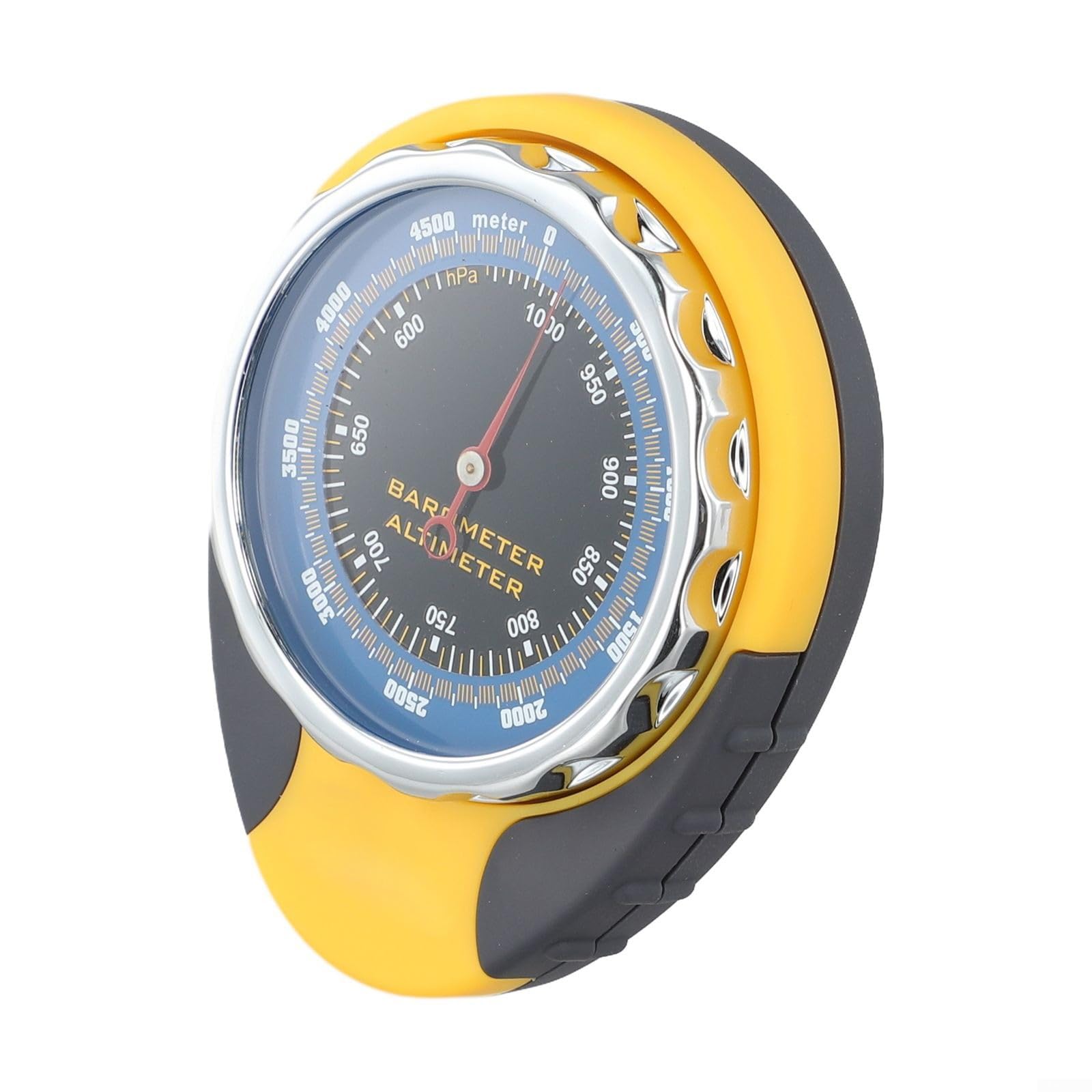 Termometro multifunzione 4 in 1 per esterni, altimetro, barometro, barometro, strumento in ABS, per escursionisti, camper, monitoraggio meteo, giallo