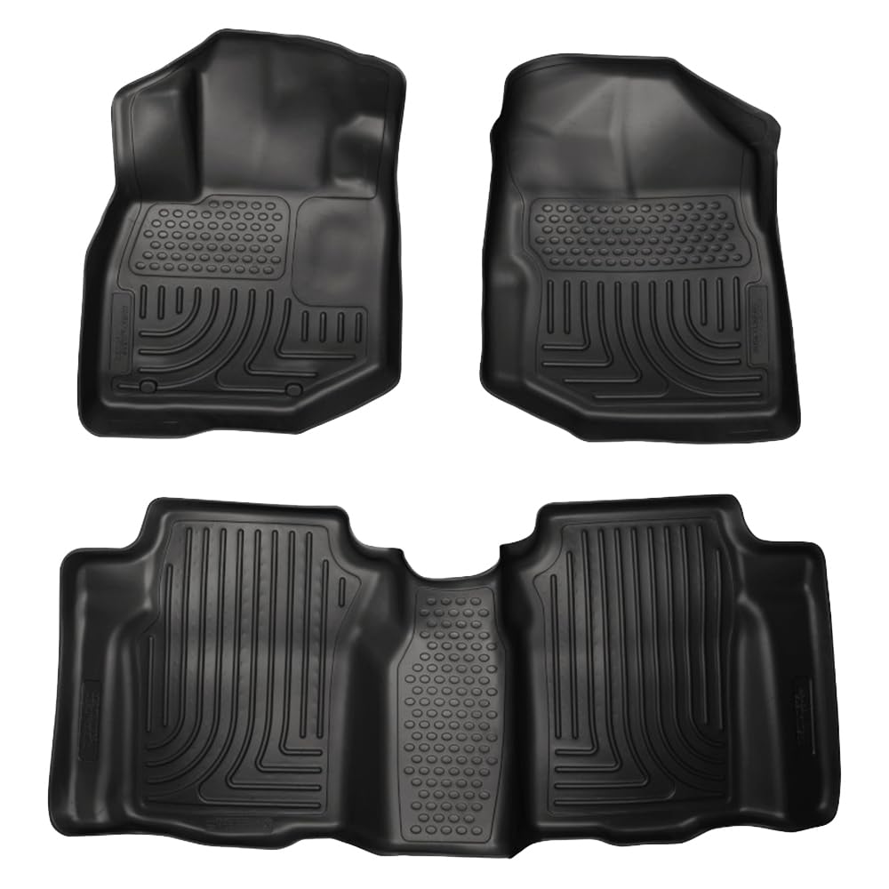 Husky Liners Weatherbeater Floor Mats | Fits 2009-2013 Honda Fit | Front & 2nd Row, 3-pc Black - 98491