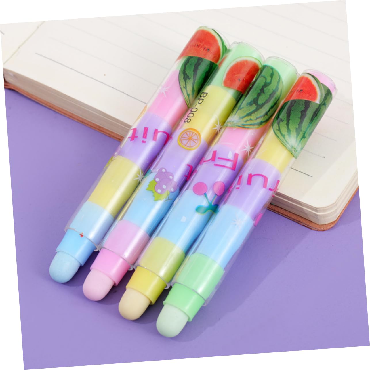 Homoyoyo 36 Pièces Set de Gommes Fruits Détachables pour Garçon Fille Gommes Colorées Forme de Stylo pour École et Fêtes Fournitures Scolaires Amusantes et Pratiques