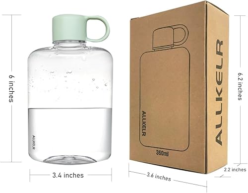 Miniatura 6 de ALLKELR Botella de agua plana portátil, sin BPA, botella de agua de viaje de plástico Tritan para campamento, fitness, deportes al aire libre, se