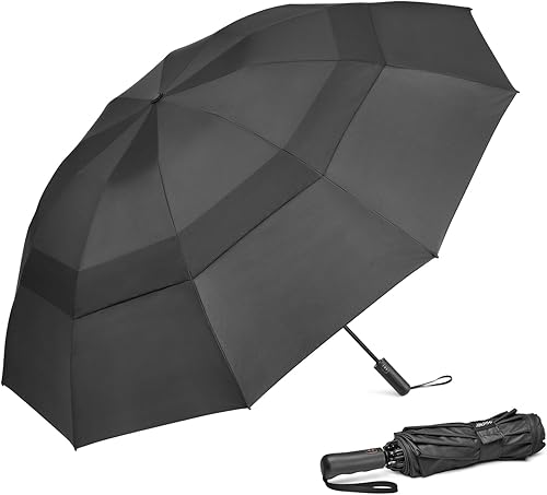 G4Free Paraguas de golf grande de 62 pulgadas paraguas compacto de viaje inverso 10 varillas resistente al viento para lluvia doble dosel de