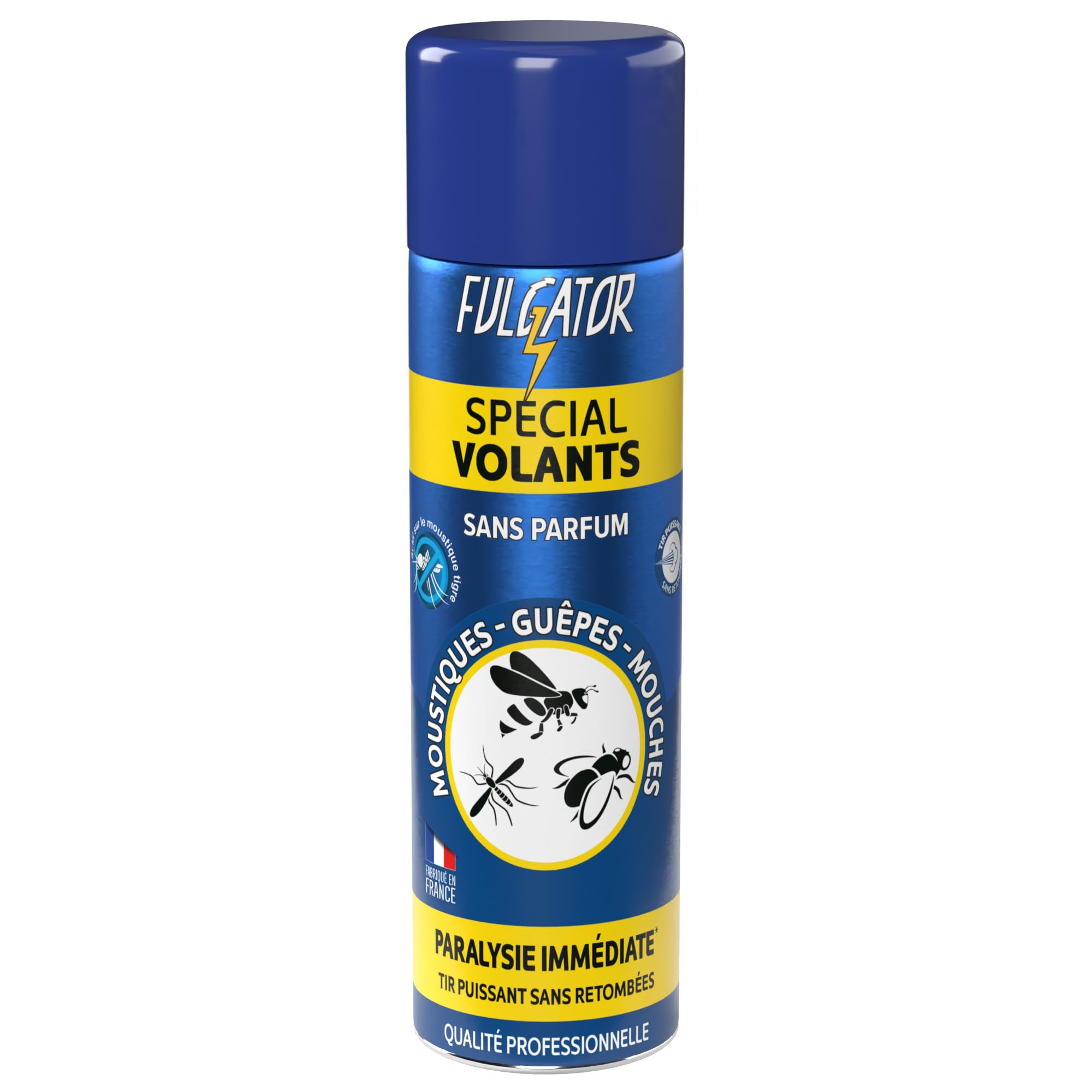 FULGATOR - Insecticide SPÉCIAL VOLANTS - Action rapide et puissante contre les insectes volants : mouches, guêpes, moustiques, moustiques tigres - Sans odeur ni retombées - Fabriqué en France - 500mL