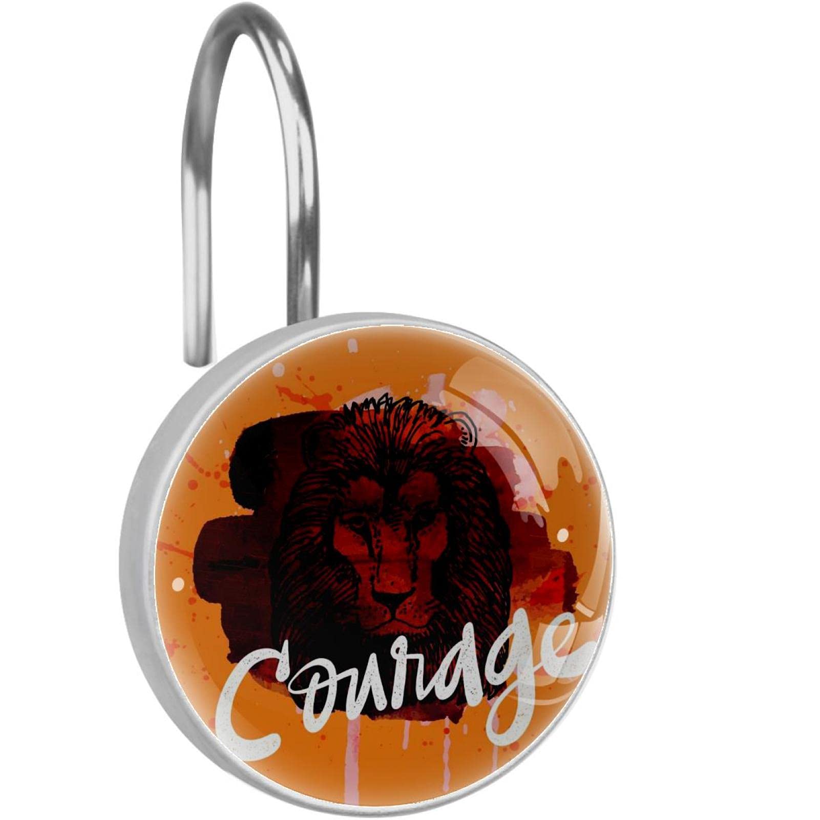 Anneaux pour rideau de douche motif lion aux finitions soignées en lot de 12 pièces