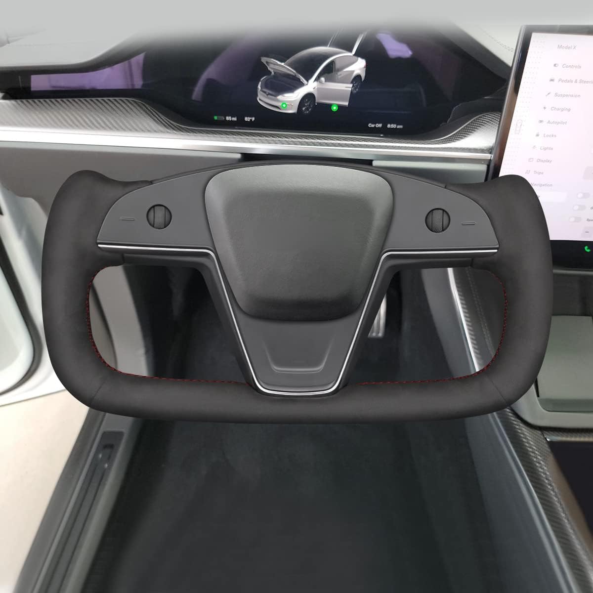 MEWANT Stitching Steering Wheel Cover for Tesla Model S Yoke Model X Tesla Yoke Steering Wheel Wrap Model S Accessories