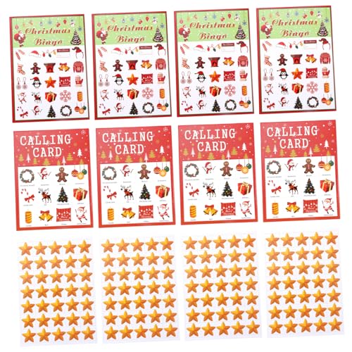 HOOTNEE 37 Pièces Bingo de Noël Cartes de Jeu Cartes de Bingo d'hiver de noël Carte de Bingo Jeu de Noel Jeux pour Noel Carte de Jeu de Bingo Loto de noël Ensemble de Jeu bourrage Papier