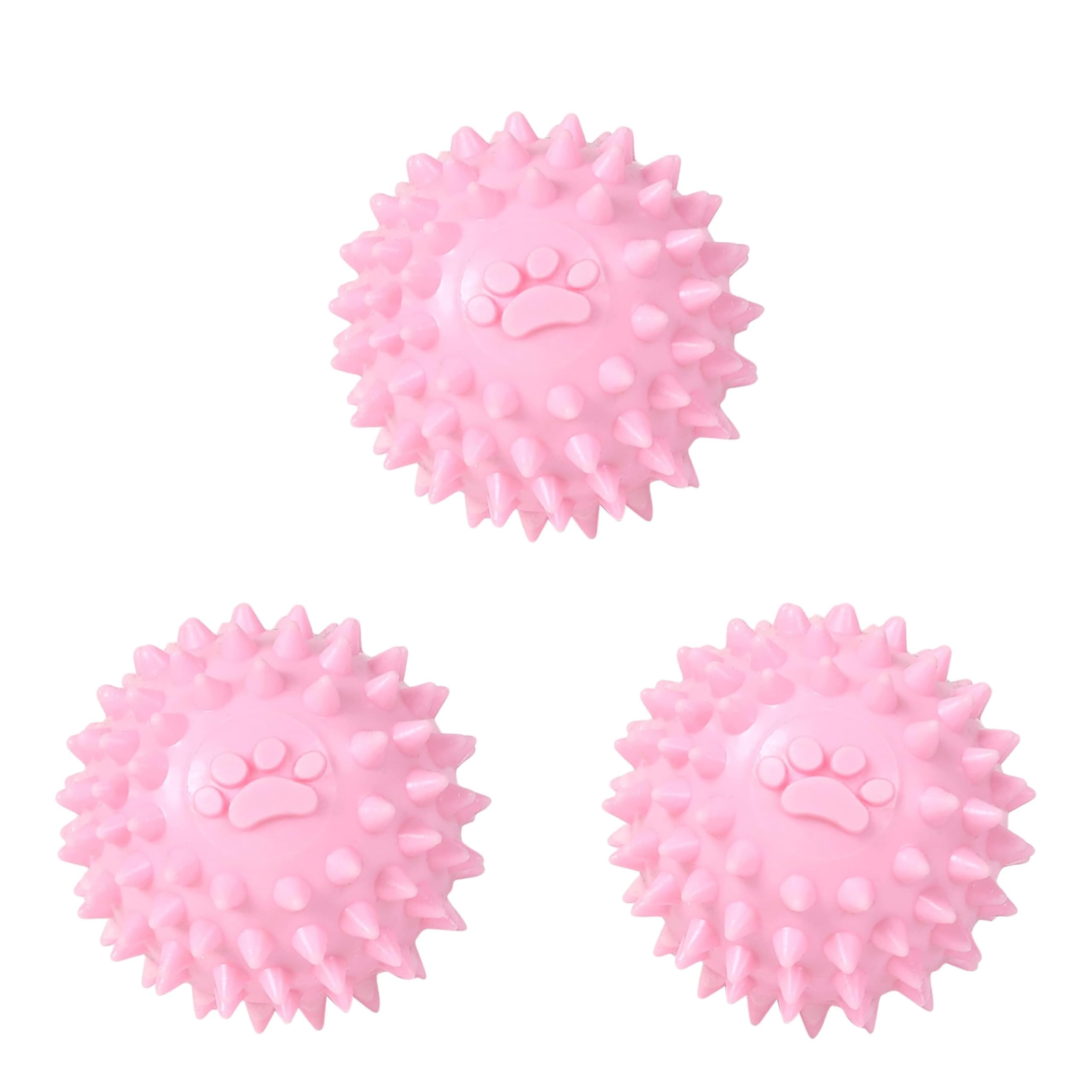 3pcs pink Dog Chew Toys for Aggressive Chewers,3Pcs Colorful Dogs Toy Spiky TPR Ball No Squeak Chew Toy Long Lasting for Aggressive Heavy Chewers Dogs Puppy Teething Training Spiky Rubber Ball Toy Sma