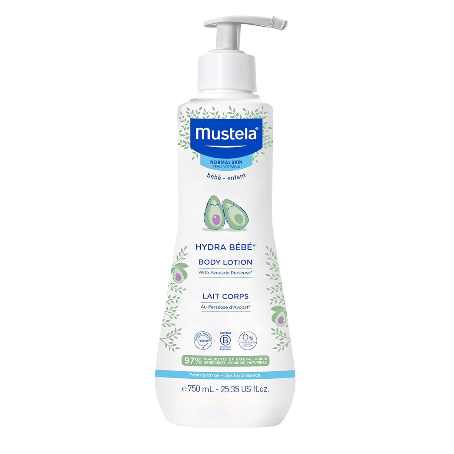 Mustela Hydra Bebe Body Lotion - Daily Moisturizing Baby Lotion with Natural Avocado, Jojoba & Sunflower Oil – Various Sizes