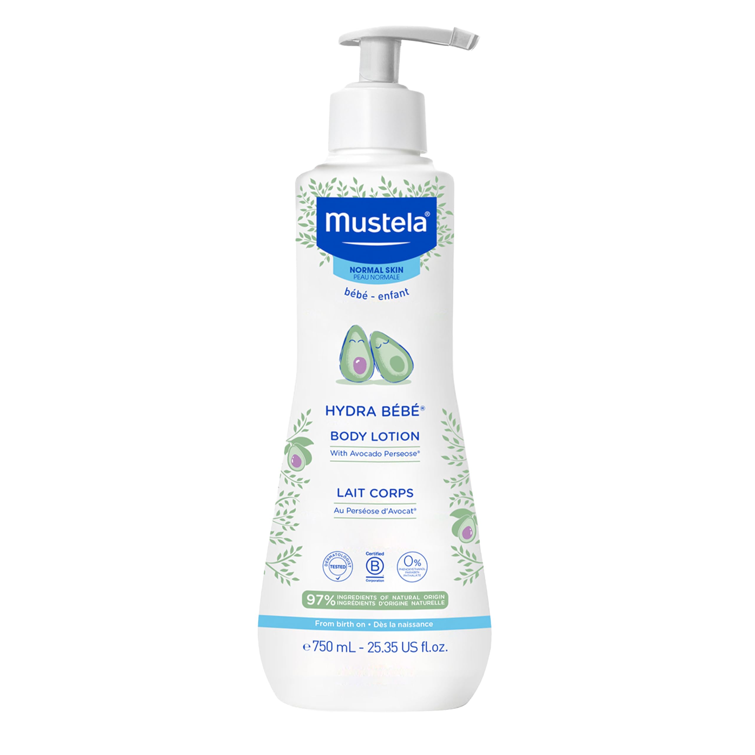 Mustela Hydra Bebe Body Lotion - Daily Moisturizing Baby Lotion with Natural Avocado, Jojoba & Sunflower Oil – Various Sizes