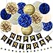 InBy Navy Blue Gold Birthday Baby Boy Shower Party Decoration Kit - Happy Birthday Banner, 12