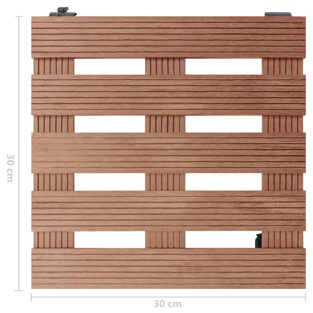 Pflanzenroller 4 Stk. Braun 30x30x7,5 cm WPC Rolluntersetzer mit Bremsen und hoher Tragfähigkeit für Topfpflanzen im Außenbereich, robust und witterungsbeständig