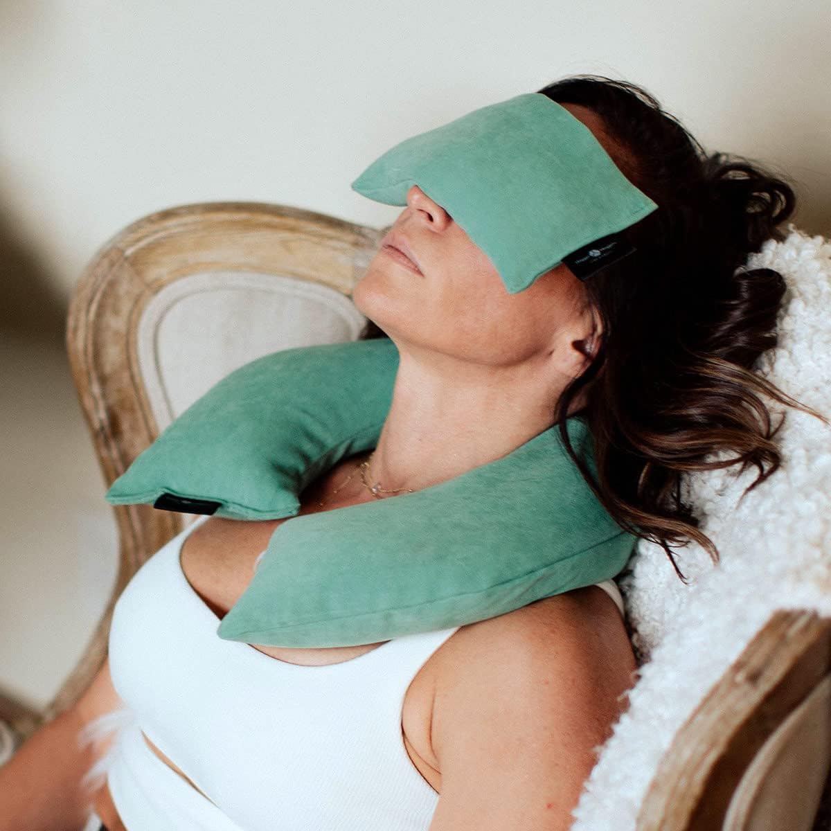 Hugger Mugger Peachskin Neck Wrap - Jade - Use Heated or Chilled, Gentle Weight, Natural Herbal Filling, Relaxing Scent, Soft Fabric, One Size