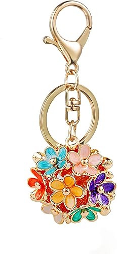 Axmerdal - Llavero creativo con diseño de flores, llavero de coche, colgante para colgar en el bolso, bolso colgante para niña, mujer y mujer, Multi