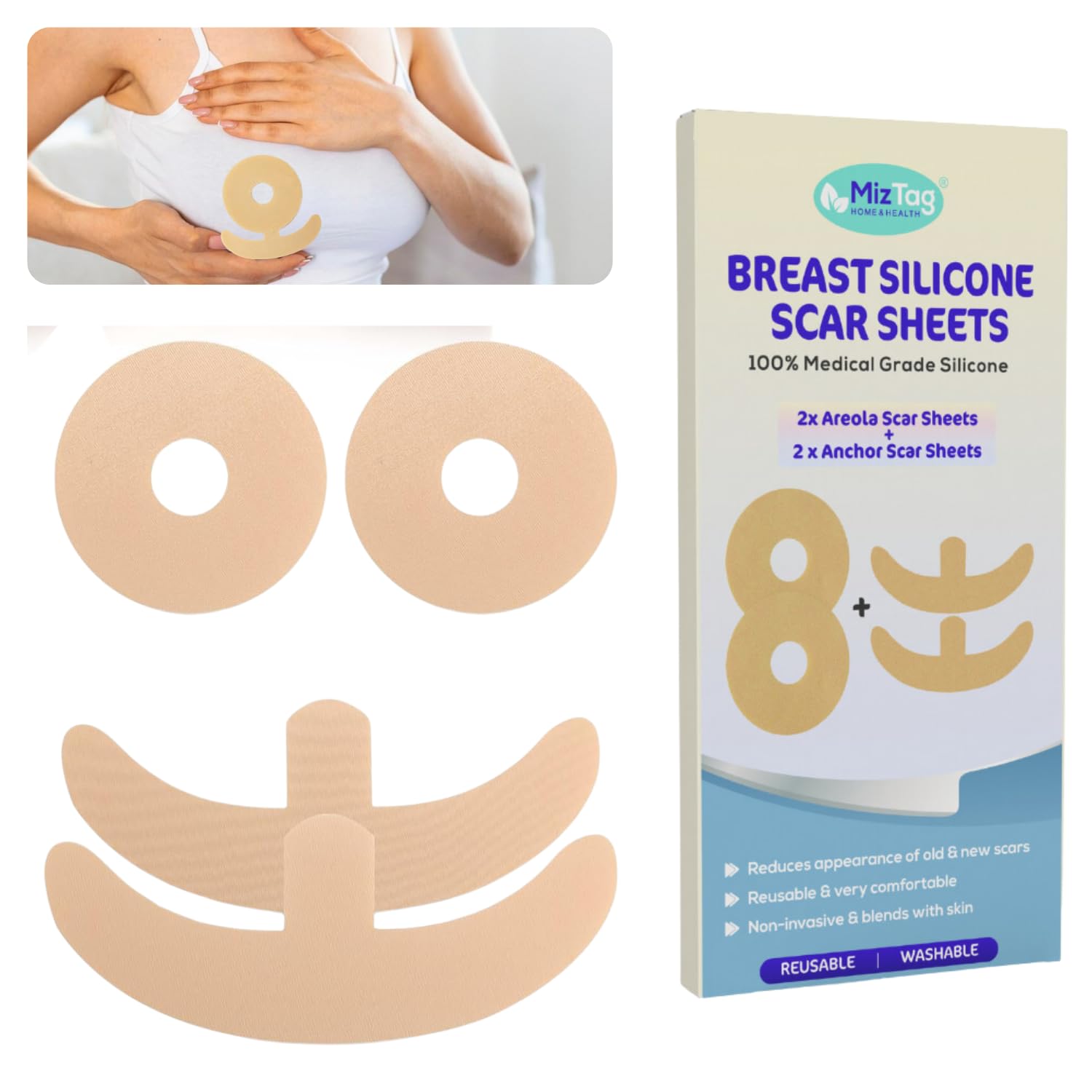 Silicone Sheets for Breast Surgery - Treatment for Reduction and Augmentation - Comfortable Under Post-Op Bra