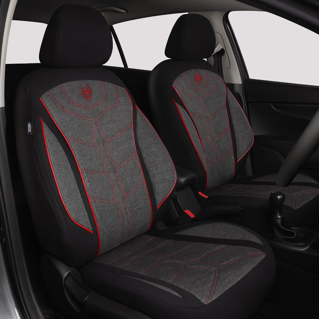 Fundas de asiento aptas para BMW 3 | Color: negro y rojo | Modelo: Prime MT | Fundas de asiento | Fundas de asiento | MT2