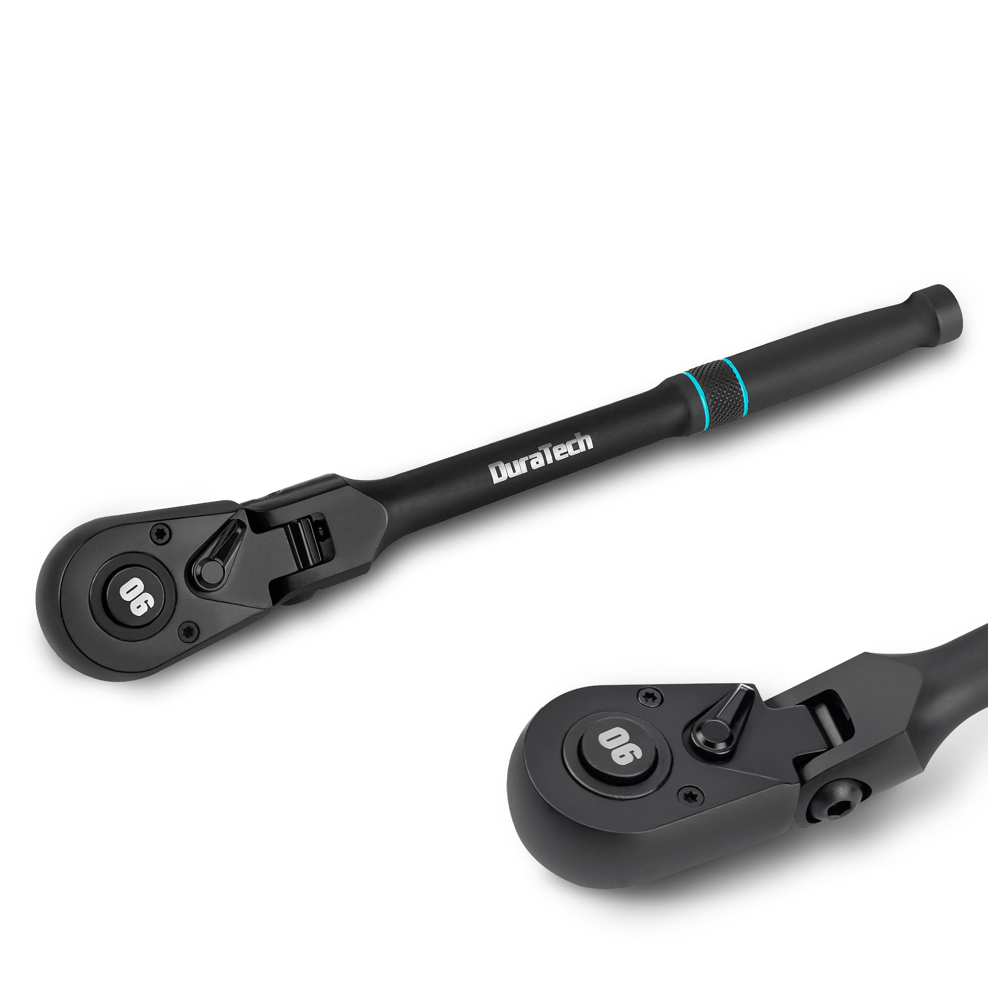 Photo 1 of ** silver**
DURATECH 1/2-Inch Drive Flex-Head Ratchet, 90-Tooth Quick-Release Ratchet Wrench with 180° Pivoting Head and 7-Position Setting, Reversible, CR-V Made, CR-MO Head, 4° Swing, Black Mn Phosphate Finish