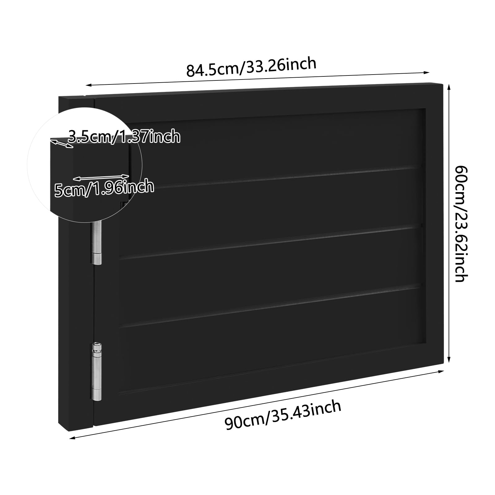 Porte a battente, 90 x 60 cm, divisorie, in legno di pino, stile retrò, porta basculante per caffè, con chiusura automatica, divisorio per cucina, bar (nero)