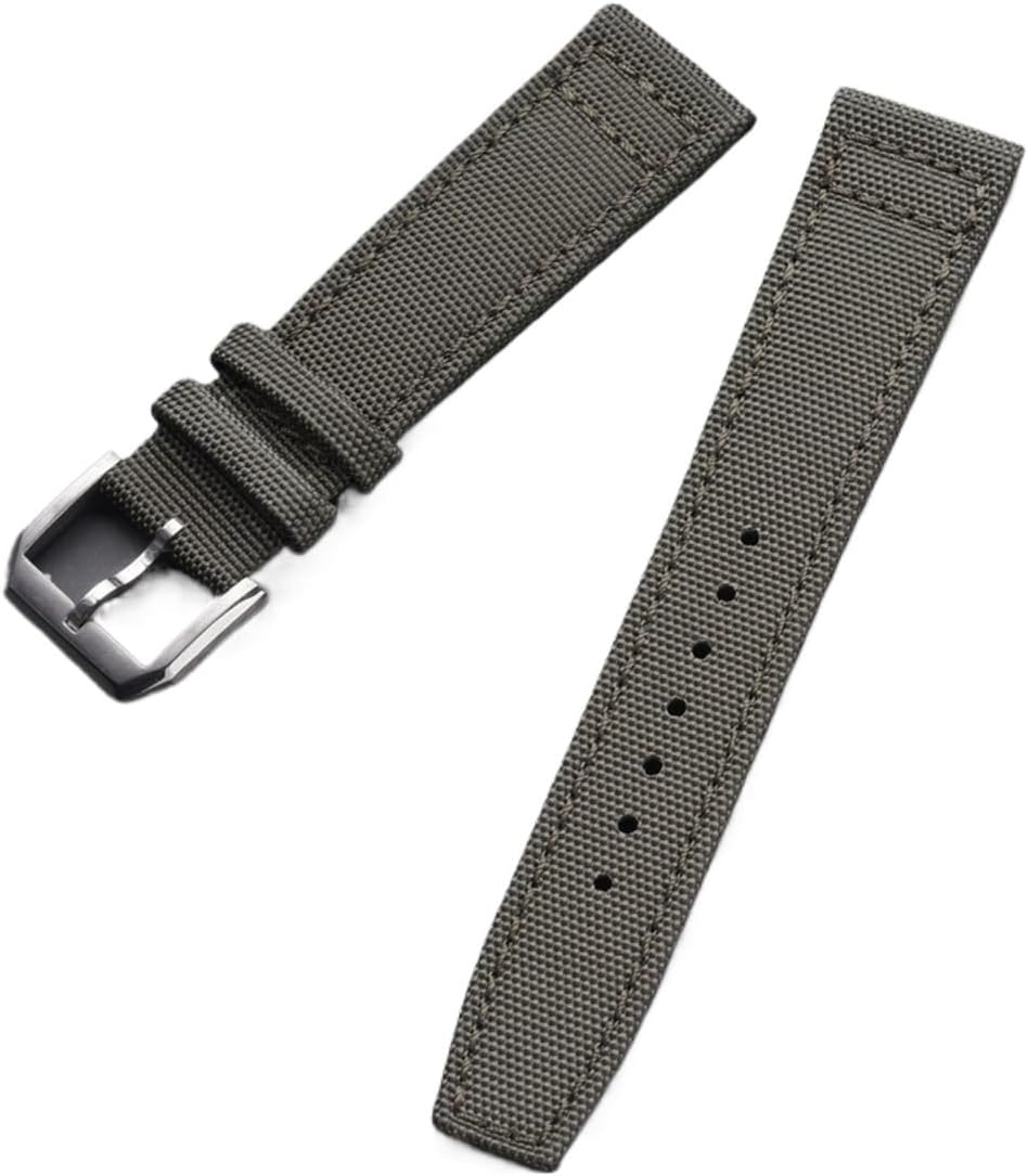 MJMT06 Popular Leather Sailcloth Watch Strap for Men 20mm 21mm 22mm Army Green Black Watchband Silver Color Pin Buckle