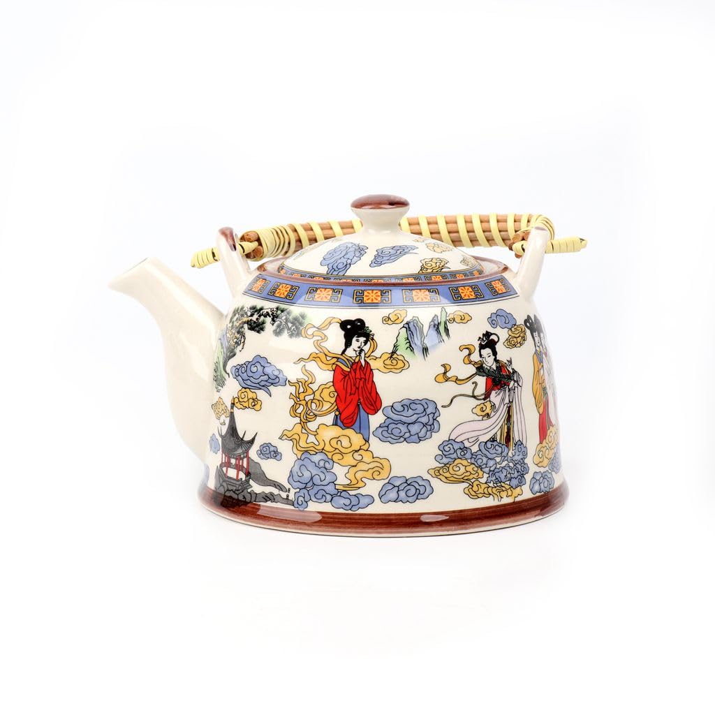 Avastro 1Liters Pot Large Ceramic Capacity Porcelain Teapot with Filter Water Chinese Kung Fu Kettle Teaware Drinkware Kettle Green Tea Pack of 1