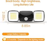 Lumières de l'extérieur du capteur de mouvement rechargeables 1500LM & 3000LM Haute Luminosité USB Charger la lumière de sécurité pour les portes de garage Yard intérieur noir 1Pack (Petites)