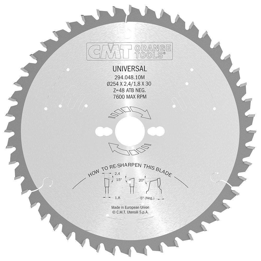 CMT – 294.048.10 M – CIRCULAR SAW 254 x 2.4 x 30 Z = 48 -5 Degrees ATB