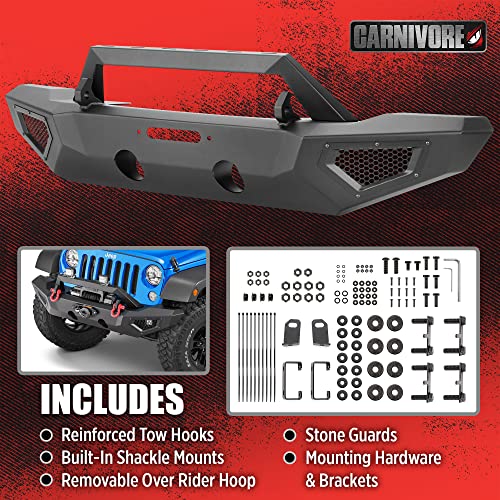 Image of Carnivore Front Bumper - Full Width, Fits Jeep Wrangler JK, JL & Gladiator JT 2007-2023 - Precision Cut Steel, Winch Mount Plate