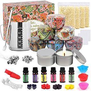 DIY Scented Candle Making Kit,DIY Candle Set with Premium Scented with 28oz Beeswax,8 Candle Tins,6 Fragrance Oil,8 Dye Blocks,500ml Melting Pot etc.Make Your Own Candles Art Crafts Hobby Kits